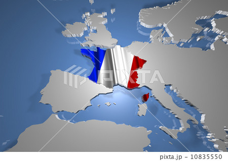 France on Earth Map with Flag Design 10835550