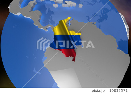 Colombia on Earth Map with Flag Design 10835571
