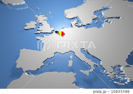Belgium on Earth Map with Flag Design 10835586