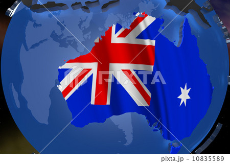 Australia on Earth Map with Flag Design 10835589