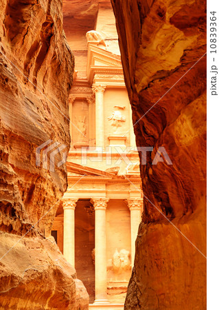 The Treasury in Petra, Jordan. It is known as Al Khazneh.  10839364