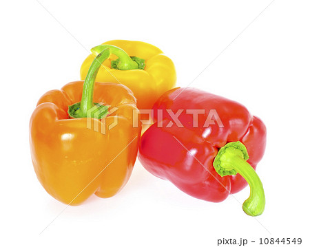 Colored Fresh Sweet Pepper Isolated on White Background 10844549