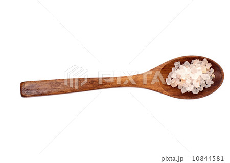 Pink Salt in Wooden Spoon Isolated on White Background Pink Salt in Wooden Spoon Isolated on White Background 10844581