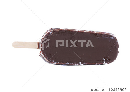 One chocolate vanilla ice cream on stick. 10845902
