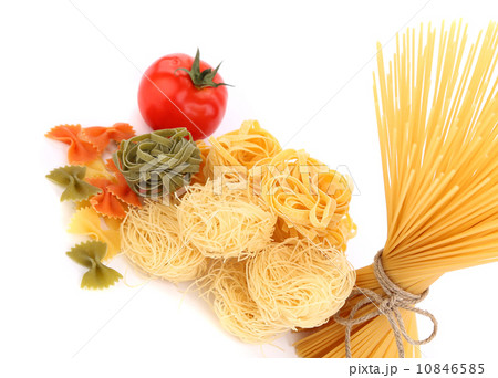 different pasta and tomato on a white background different pasta and tomato on a white background 10846585