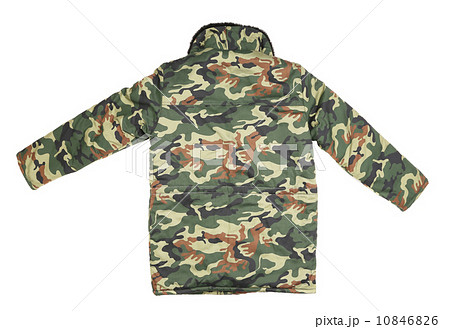 Camouflage winter jacket. Back view 10846826