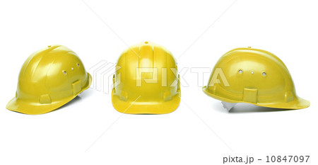 Collagr of yellow hard hats Collagr of yellow hard hats 10847097
