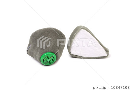 Front and back view of protective mask. Front and back view of protective mask. 10847108