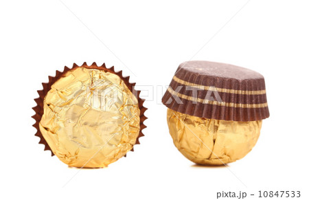 Close up of chocolate gold bonbon. 10847533