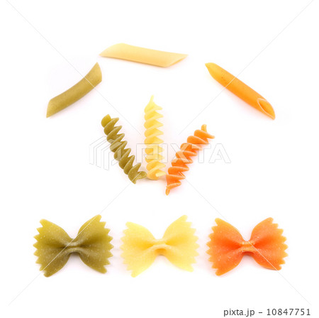 composition of different pasta in three colors. composition of different pasta in three colors. 10847751