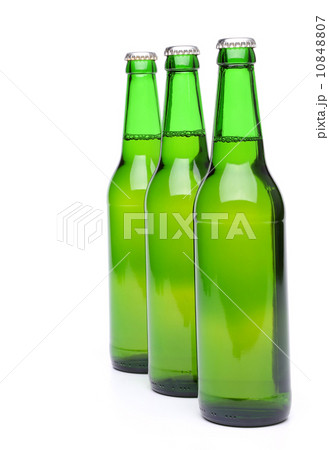 Row from beer bottles. 10848807