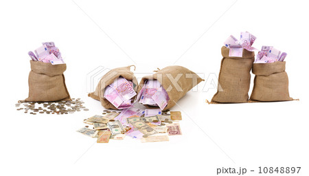 Collage of money in bags. Collage of money in bags. 10848897
