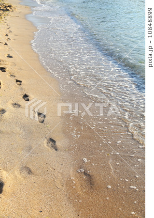 beach, wave and footsteps beach, wave and footsteps 10848899
