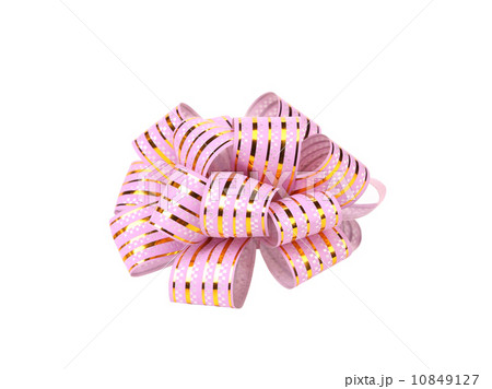 Pink stripy holiday ribbon. 10849127
