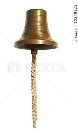 Brass bell is located on a white background Brass bell is located on a white background 10849225