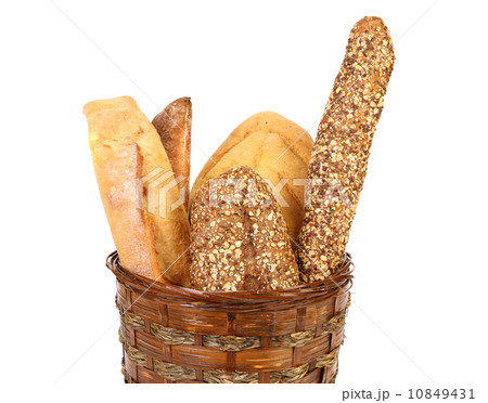 Various types of bread in a basket. Various types of bread in a basket. 10849431