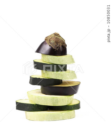 Stack of slices vegetable marrow and eggplant. Stack of slices vegetable marrow and eggplant. 10850031