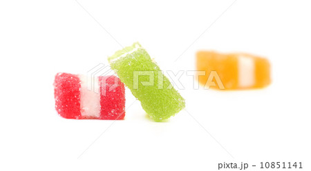 Three different fruit-paste candies. 10851141