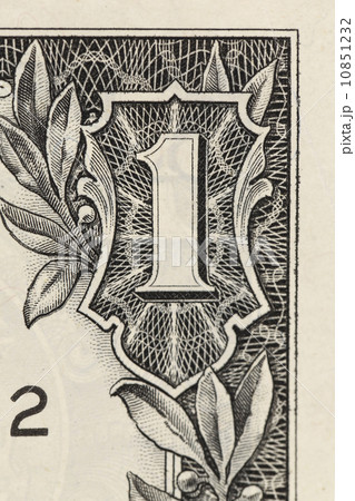 Digit One from dollar banknote close-up Digit One from dollar banknote close-up 10851232