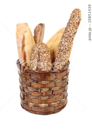 Various types of bread in a basket. Various types of bread in a basket. 10851439