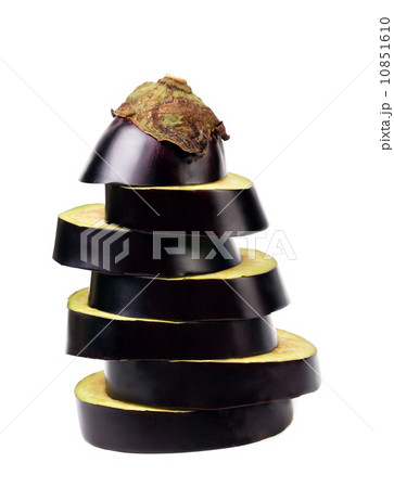 Stack of sliced eggplant. Stack of sliced eggplant. 10851610
