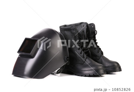 Welding mask and working boots. 10852826