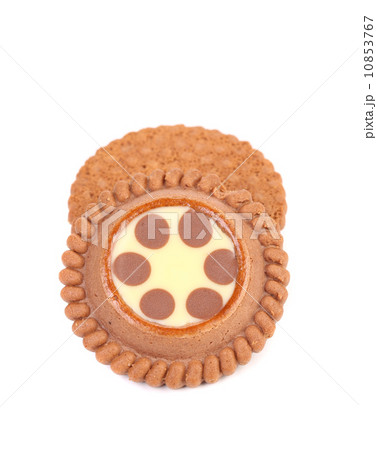 Brown chocolate biscuits with cream filling. 10853767
