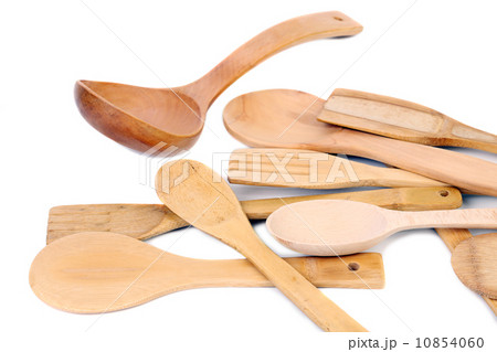 Different kitchen wooden utensils cutlery. 10854060