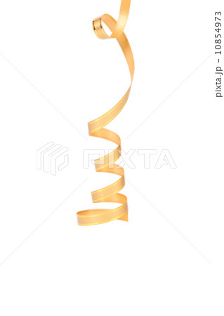 Golden curl party streamers hanging down. Golden curl party streamers hanging down. 10854973