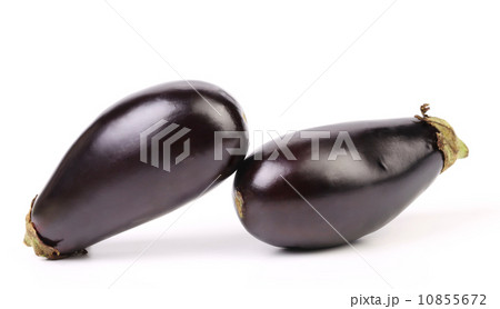 Two black eggplants isolated on white 10855672