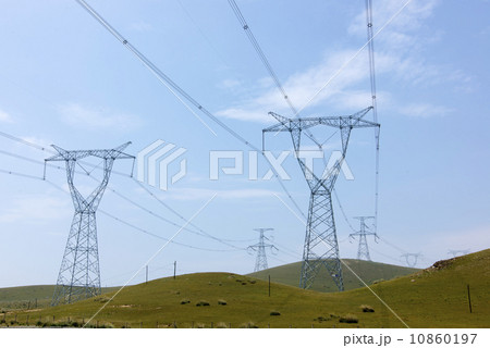 Electricity tower meadow Electricity tower meadow 10860197