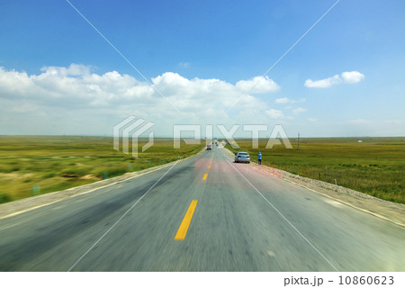 Beautiful blue sky highway 10860623