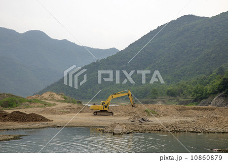 Excavators development, lakes mountains. Excavators development, lakes mountains. 10860879