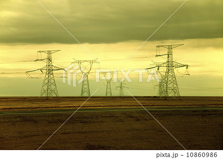 Electricity pylon at sunset 10860986