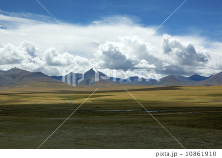 Tibet's snow-capped mountains in China river 10861910