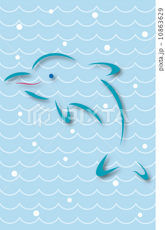 飛び跳ねるイルカのポストカードのイラスト素材 [10863629] - PIXTA