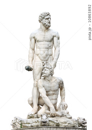 Statue Hercules and Cacus front of the museum Palazzo Vecchio  . 10863892