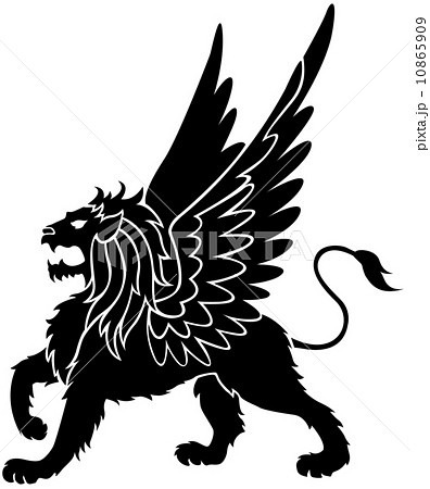 翼を持つライオンのイラスト素材