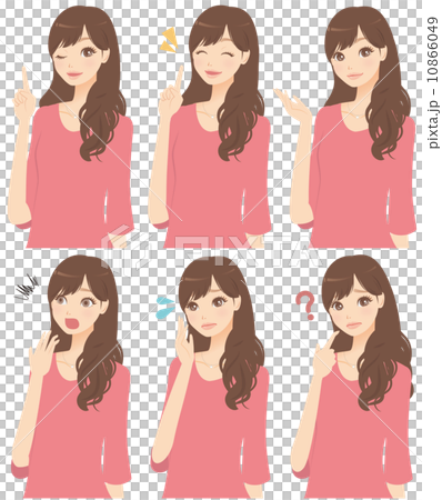 Female facial expression set 10866049