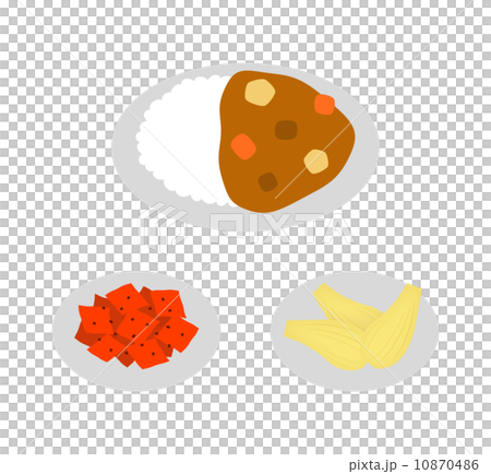 Curry And Rice Rakkyo And Fukumurake Stock Illustration