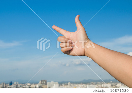 Woman finger point to sky 10871580