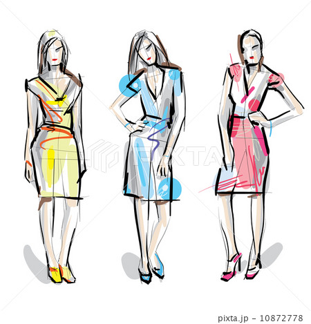 Woman fashion models, hand drawn vector Woman fashion models, hand drawn vector 10872778