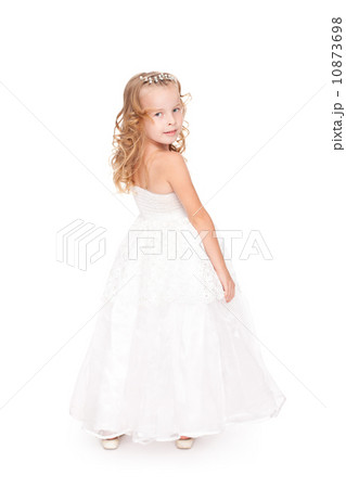 pretty little girl in beautiful white dress 10873698
