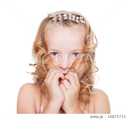 Portrait of shy pretty little girl Portrait of shy pretty little girl 10873715