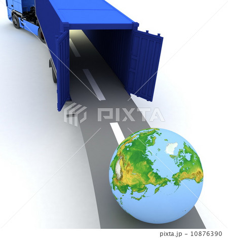 Container with open doors and a globe Container with open doors and a globe 10876390
