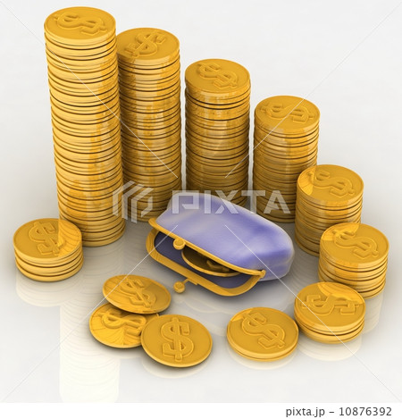 3d illustration of a purse and money 3d illustration of a purse and money 10876392