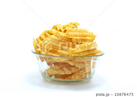 Delicious potato chips in bowl on a white background Delicious potato chips in bowl on a white background 10876475