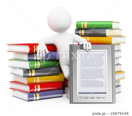3D white people. Ebook reader concept 10879246