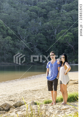 Caucasian couple hugging and enjoying their time by the beach 10881643