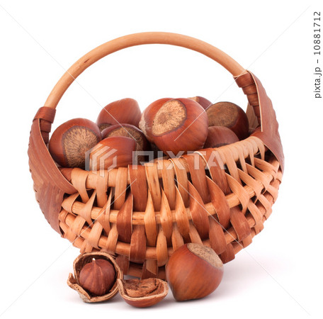 Hazelnuts in wicker basket Hazelnuts in wicker basket 10881712